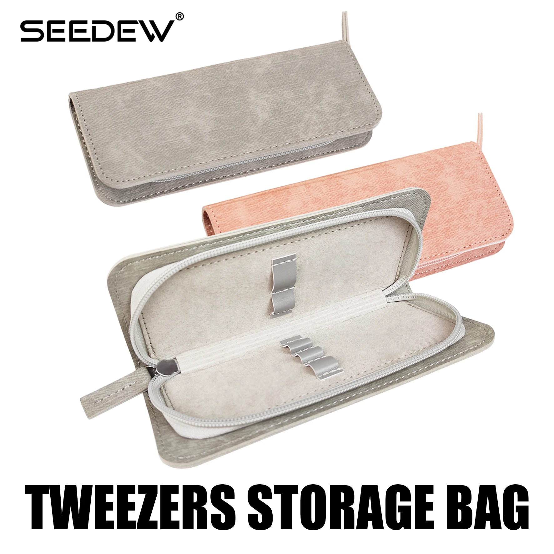 Seedew pinça com zíper caixa de armazenamento ferramentas de maquiagem caso profissional extensões de cílios acessórios