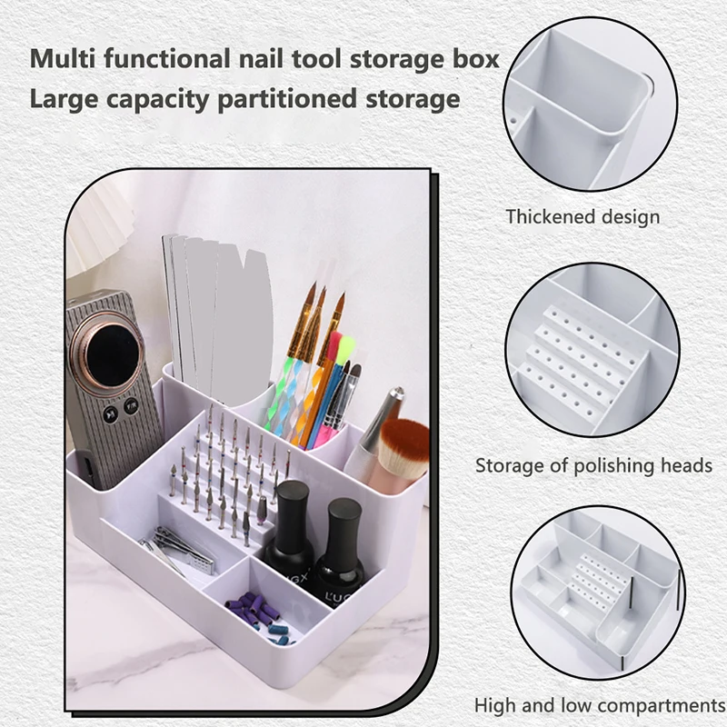 Nail Art Plastic Organizer Container Gel Polish Remover Cleaning Cotton Pad Swab Box Storage Case Accessories Tool Clean Desktop