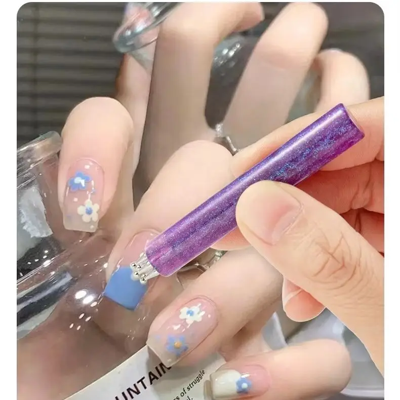 DIY Nail Art 5-Petal Dotting Tool Flower Creator 1.8mm Fine Tip Rhinestone Pickers Glitter Handle Manicure Nail Tools Brushes