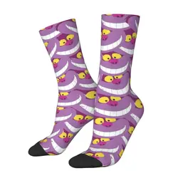 Alice In Wonderland Cheshire Cat Pattern Dress Socks for Men Women Warm Fashion Crew Socks