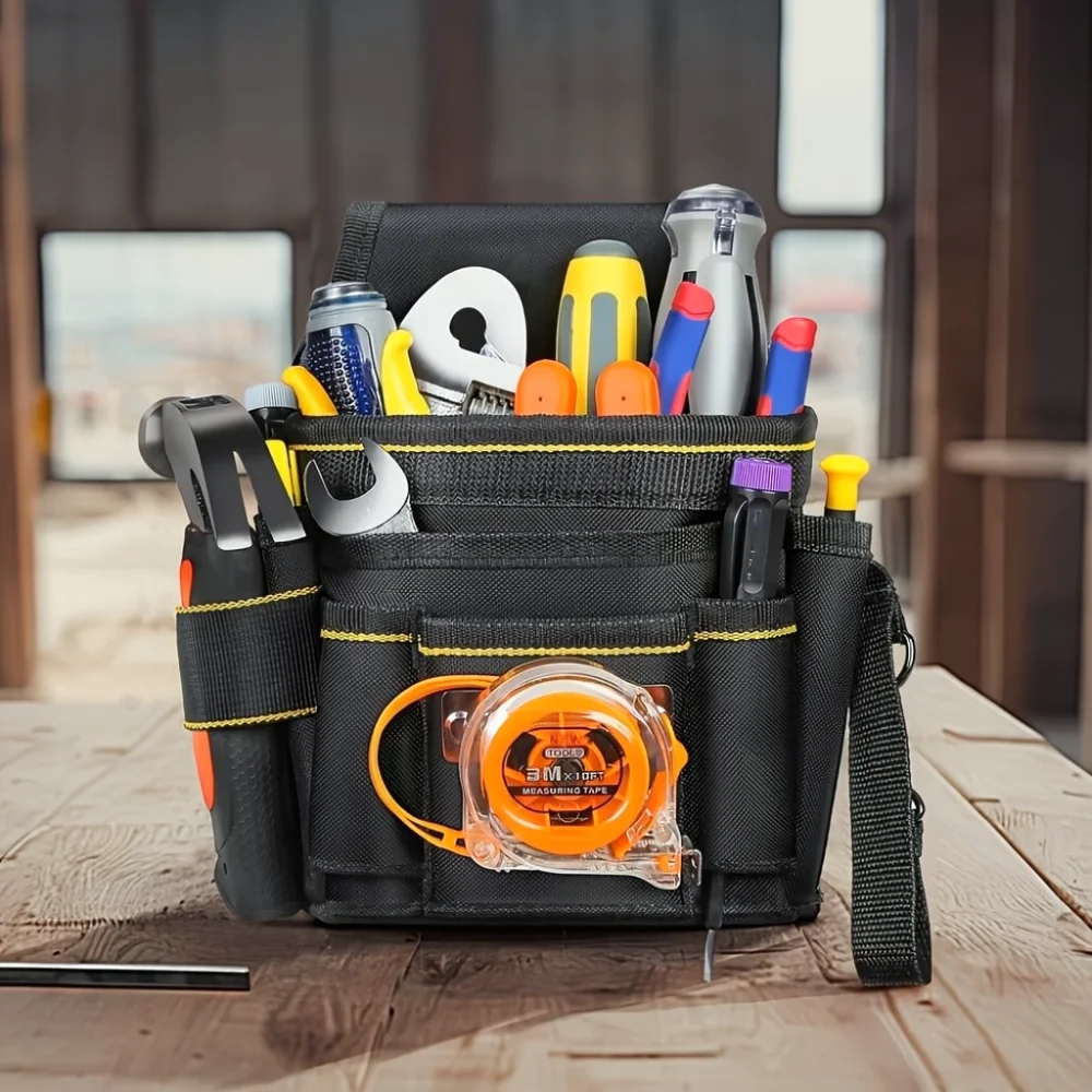 Heavy Duty Tool Waist Bag Wear Resistant Oxford Organizer Pouch For Electrician Woodworker Handyman Repair Hardware