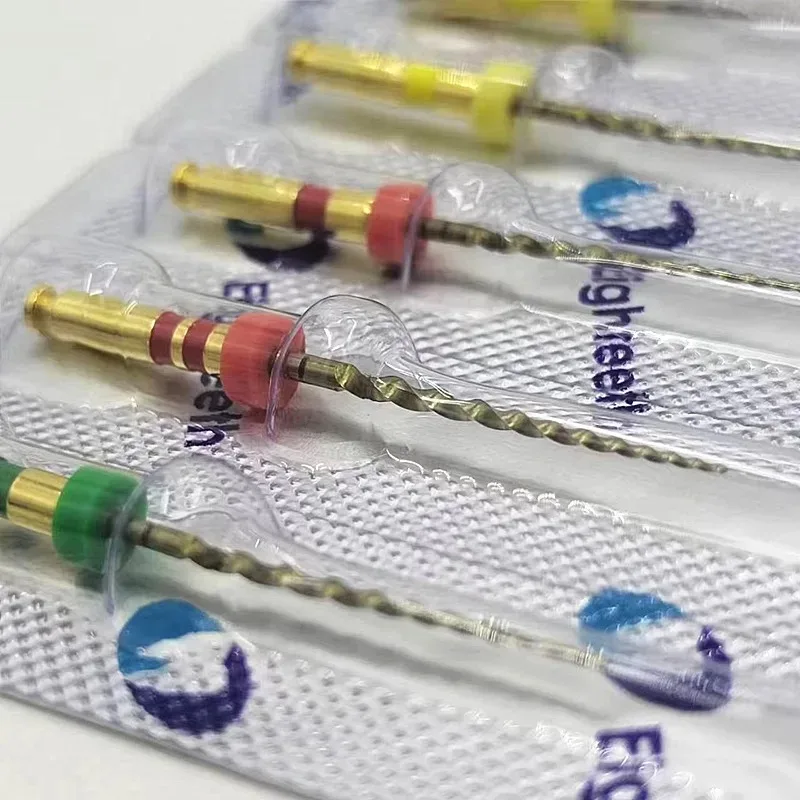 3 عبوات (18 قطعة) ملفات قناة الجذر Ni-Ti الذهبية E-FLEX ملف دوار ملفات نهاية مفتوحة للأسنان/ملفات فتح/تشكيل