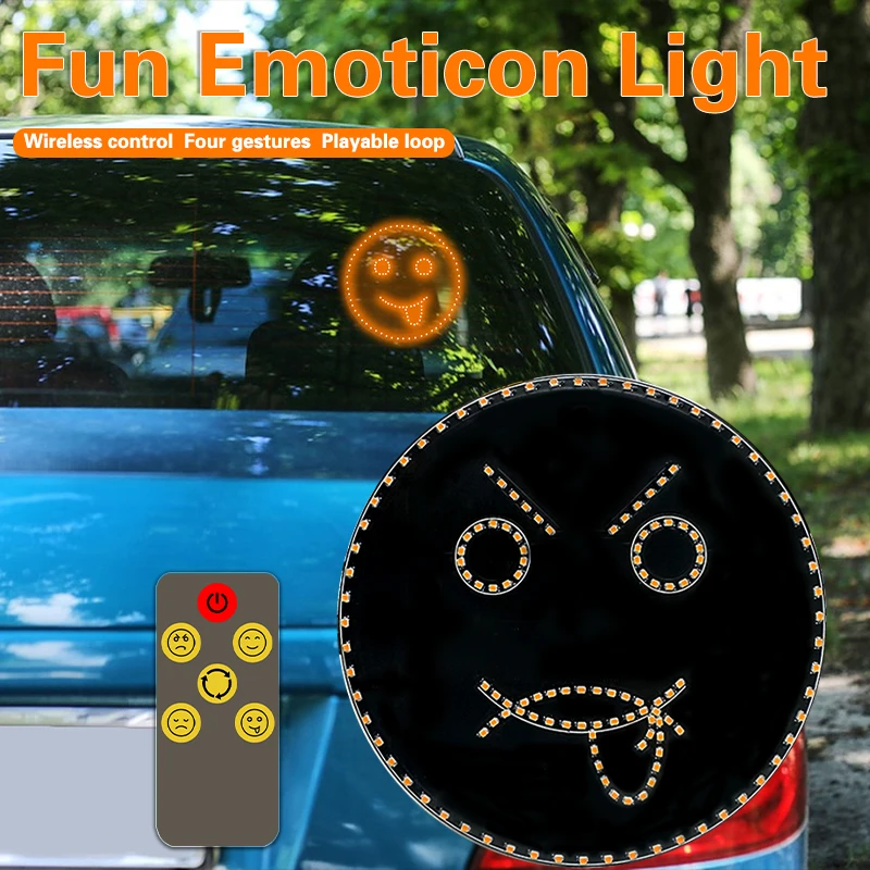 Car LED Fun Expression Light, Novelty Night Light, Car Multifunctional Warning Lamp, Anti Collision Tail Light,Bedroom Decor