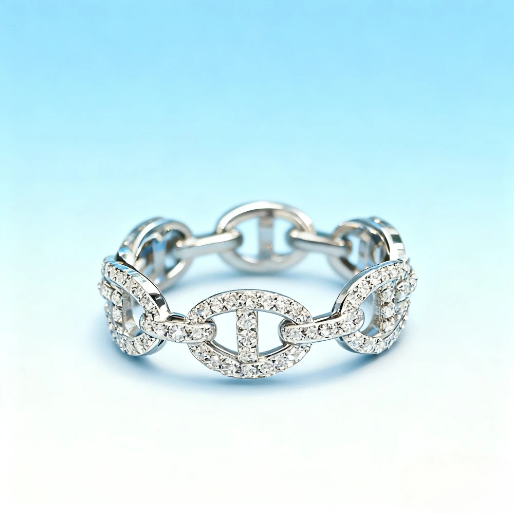 

Новинка 2025, элегантные аксессуары, кольцо-цепочка для пары, серебристо-белое обручальное кольцо, идеальные праздничные подарки