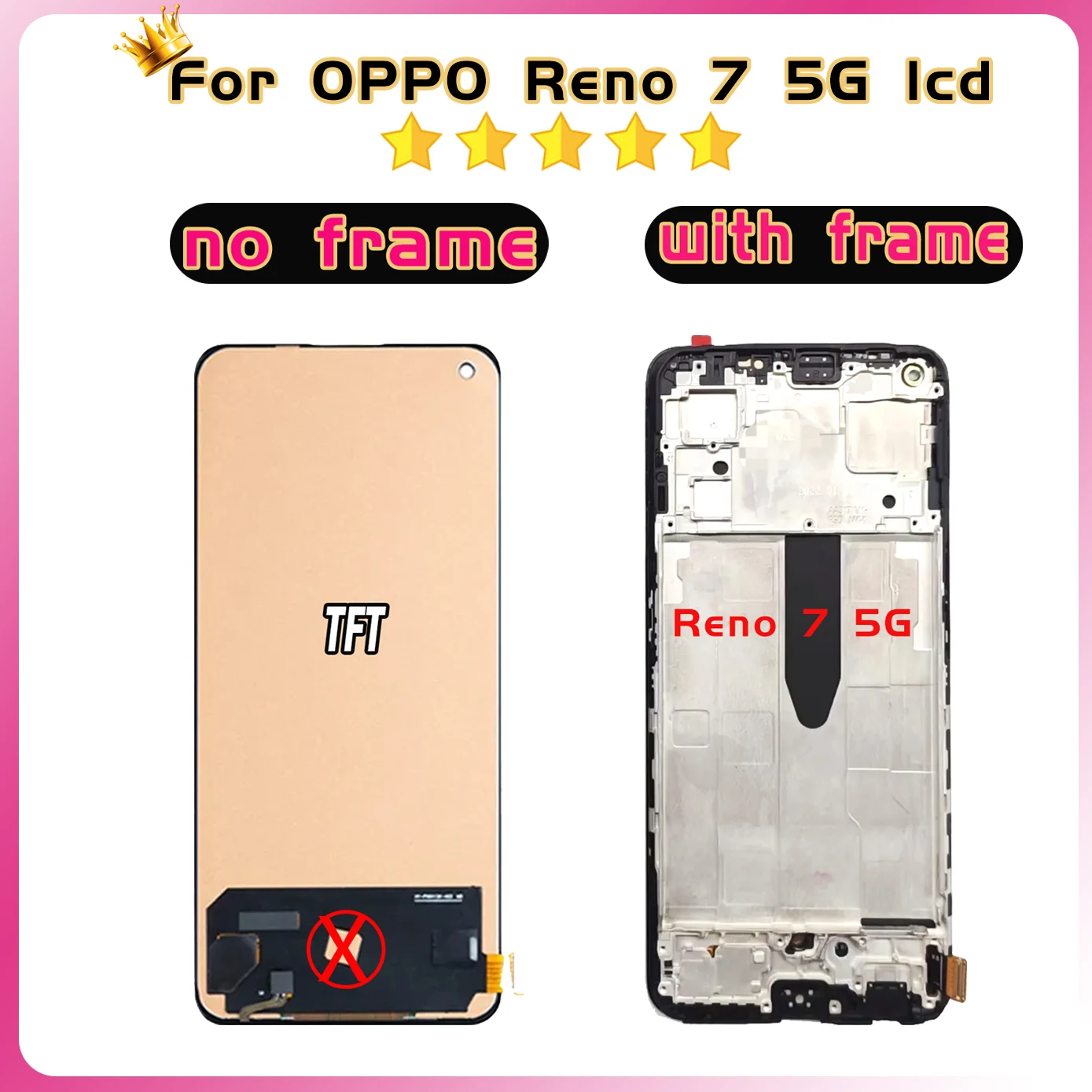 6.43\'\' LCD For OPPO Reno7 5G CPH2371 Display Touch Screen Mobile Phone Repair 100% Tested Digitizer Assembly Replacement