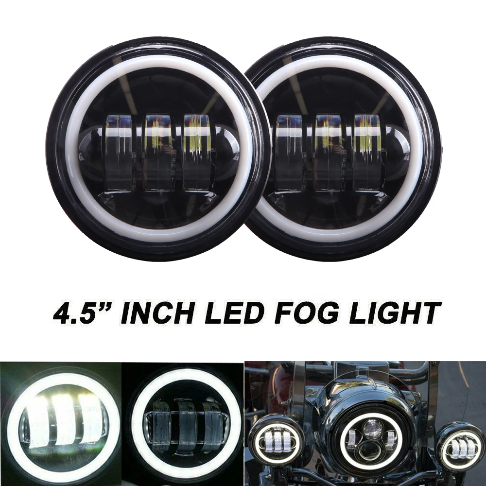 

2pcs 4.5 Inch Waterproof 30W Motorcycle Led Fog Light DRL Led Fog Angel Eyes Round 4 1/2 Auxiliary Passing Lamp