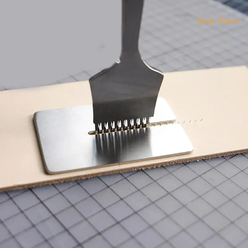 2PCS Edelstahl Leder Stitching Aid Platte, Acryl Aid Platte für Hochziehen Stechen Leder Handwerk H3CF