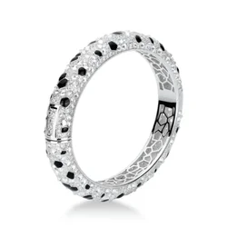 Bellux 925 Silver Gold-plated Synthetic Zircon Bracelet Black and White Full Diamond Leopard Print