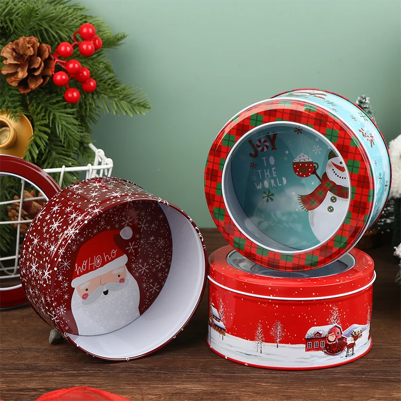 عيد الميلاد صفيح كاندي صندوق سانتا كلوز القصدير قابلة لإعادة الاستخدام الشوكولاته حقيبة للتخزين لتخزين الهدايا المنزل صندوق تعبئة البسكويت #5