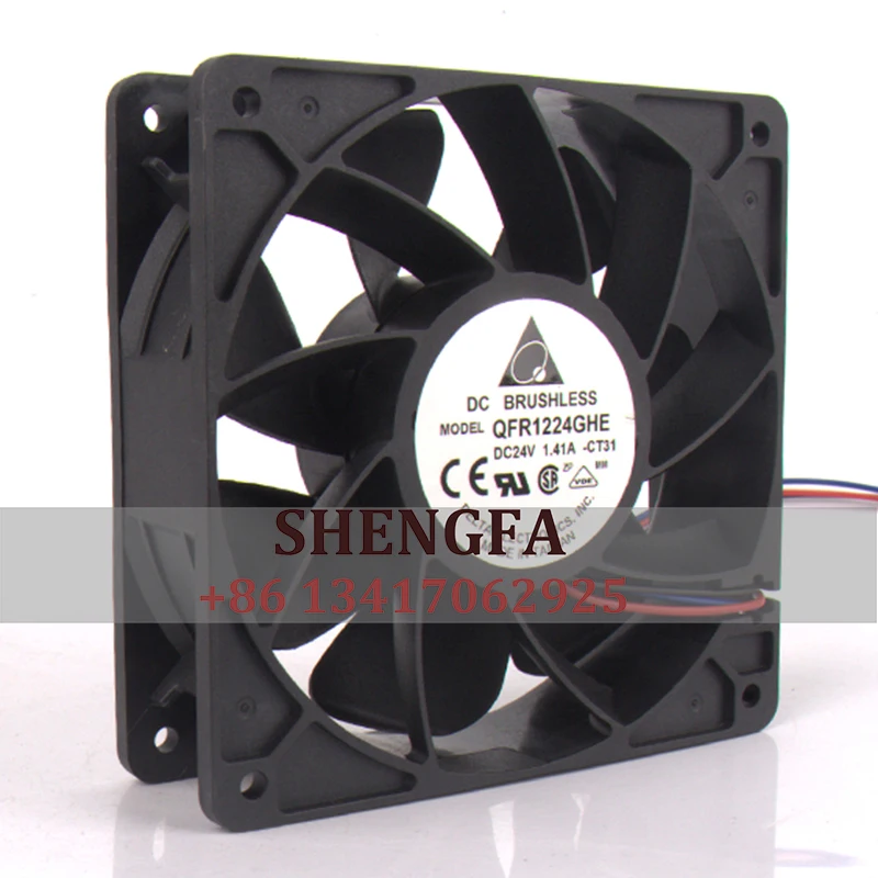 DELTA Dual Ball Bearing Case Fan QFR1224GHE 120X120X38MM 24V 1.41A 6000RPM 12038 Inverter Speed Control Cooling Fan