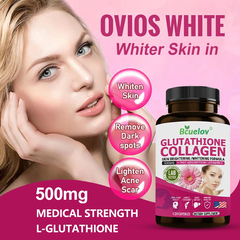 Glutathione and Collagen Supplements, Whitening Beauty, Anti-aging, Smooth and Firm Skin, Reduce Wrinkles, Increase Muscle Mass