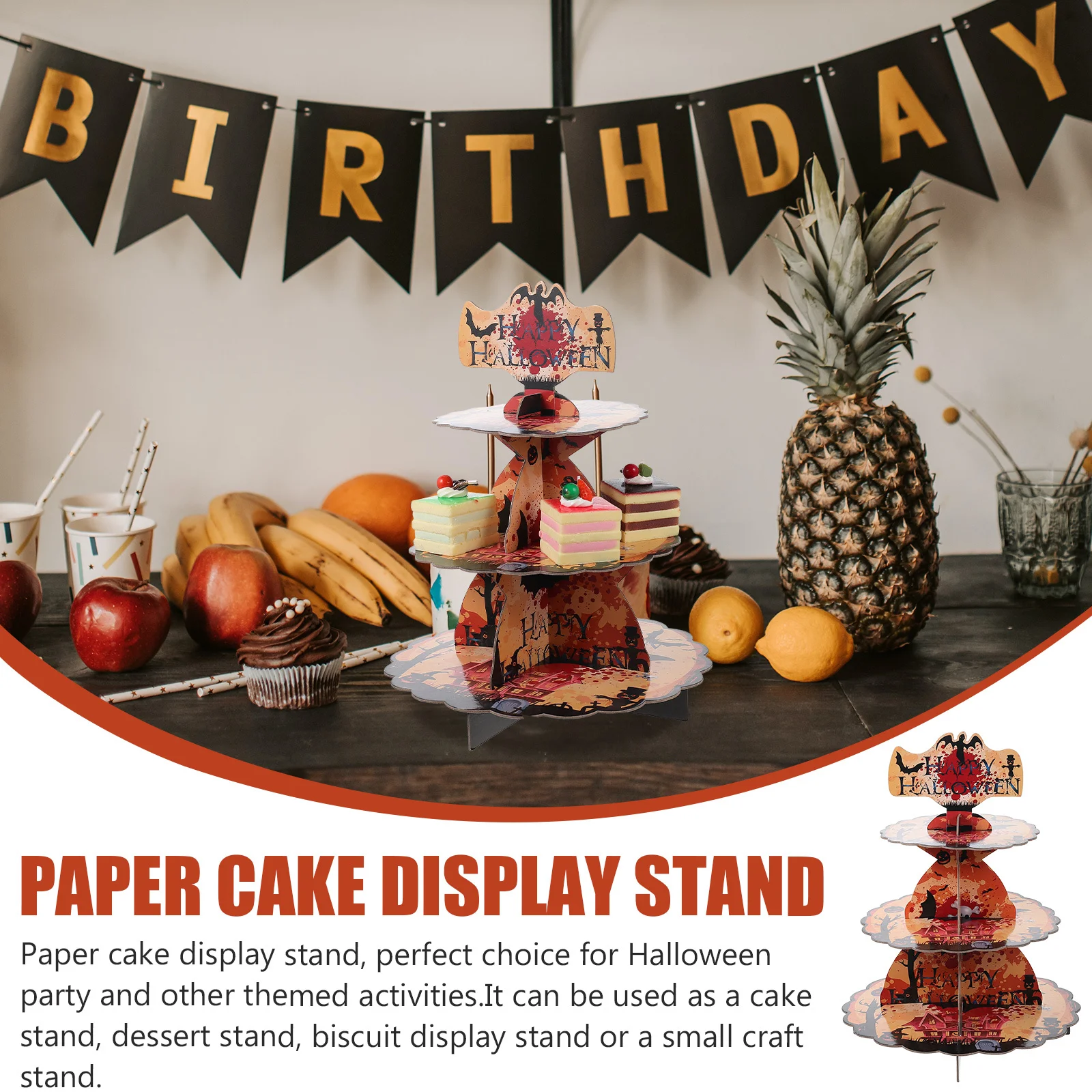 

Three Layer Paper Cake Stand Halloween Cupcake Tower Party Cake Display Dessert Stand Birthday Wedding Tea Party Decor