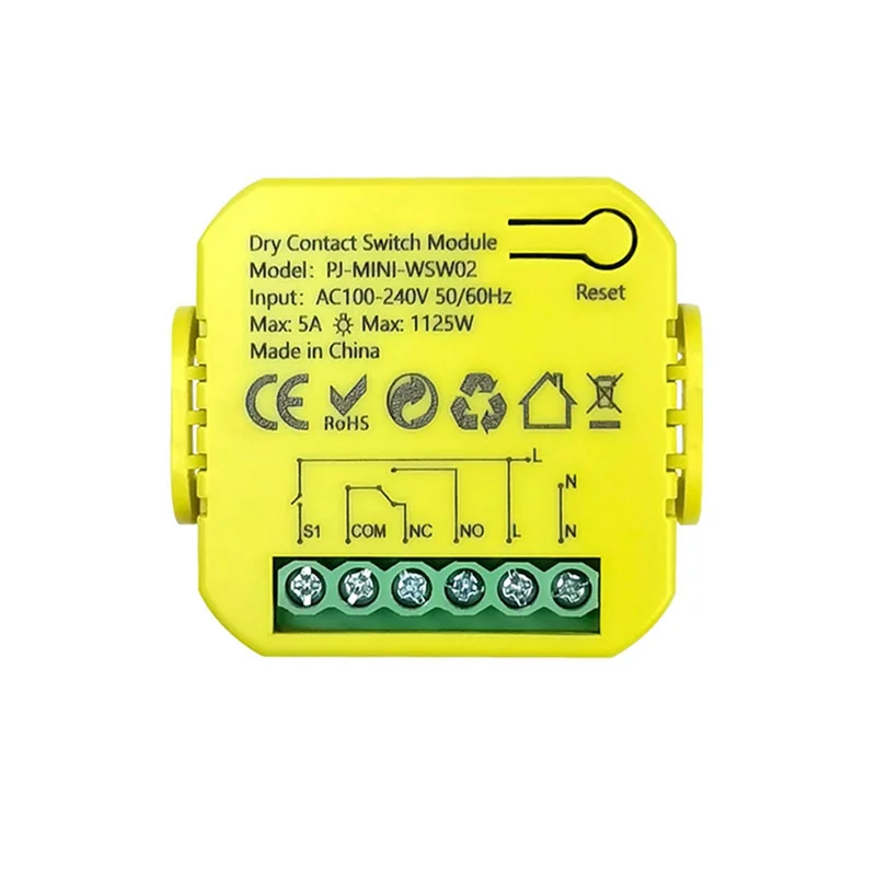 JABS-Tuya Dry Contact Relay Wifi Module Dry Contact Relay Switch 5A DC12V 24V AC100-240V