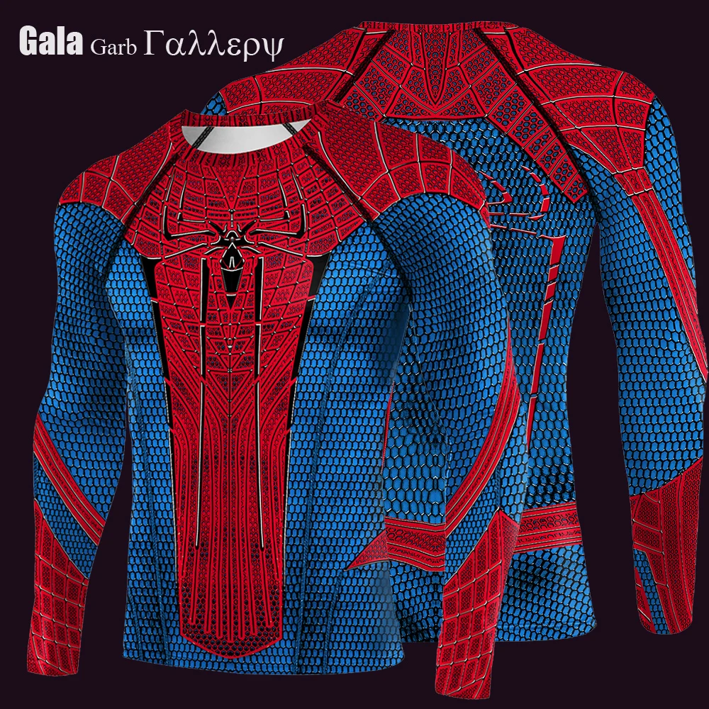 Costume Spider imprimé chemises de Compression pour hommes super-héros Cosplay Gym Fitness vêtements