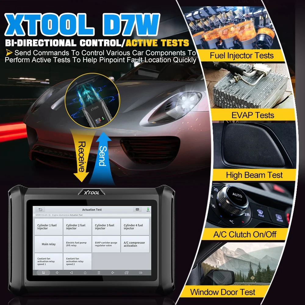 XTOOL D7W 2024 New of XTOOL D7BT All Systems WiFi Diagnostic Tools Car Bidirectional Automotive Scanner Built-in DoIP/CAN FD