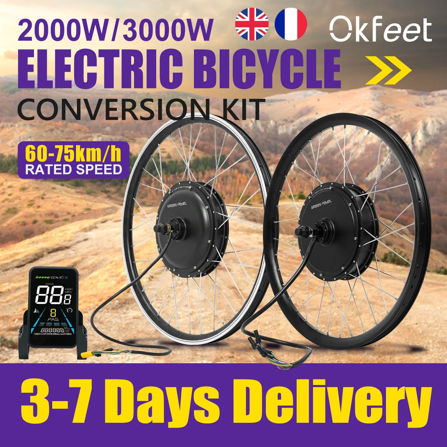 ESOULBIKE kit ebike 52V 2000W 72V 3000W Kit de conversion ebike moteur arrière moteur de moyeu de roue Kit de Conversion de vélo électrique