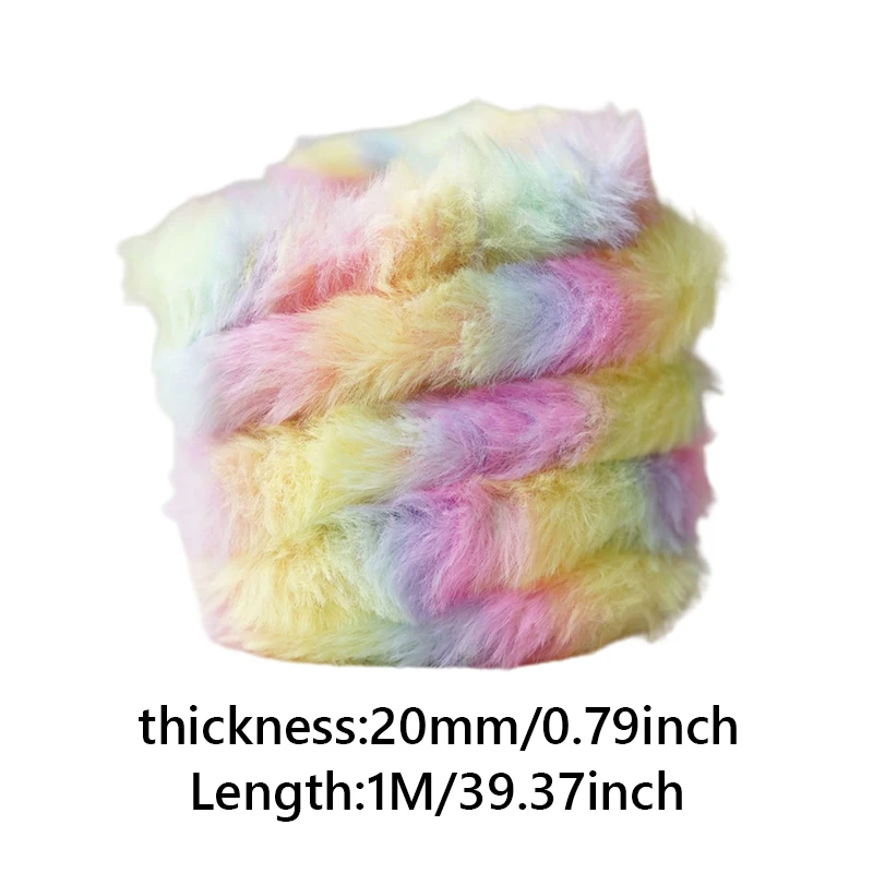 20mm Gradient Color Plush Strip With Wire Imitation Rabbit Fur Twisting Sticks Thread DIY Handmade Toys Doll Sewing Accessories