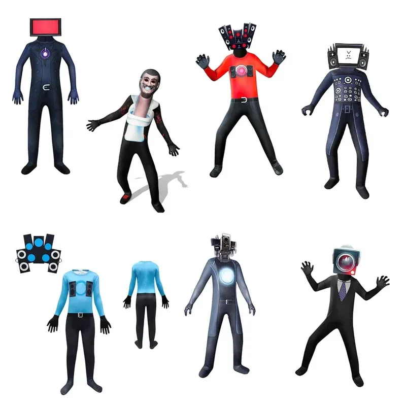 

Anime Skibidi Toilet Cosplay Audio Man Camera Man Tv Man Costume Jumpsuit Mask Full Set Halloween Party Men Adult Child Costume