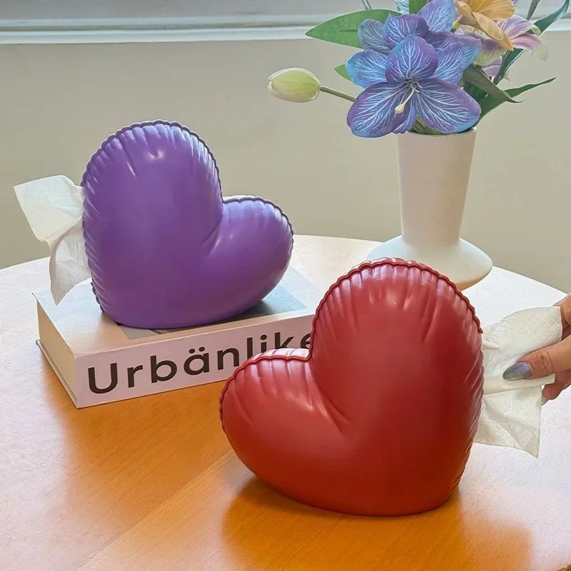 Heart Shape Tissue Box Paper Dispenser Napkin Holder Living Room Table Desktop Storage Container Home Decor Light Luxury