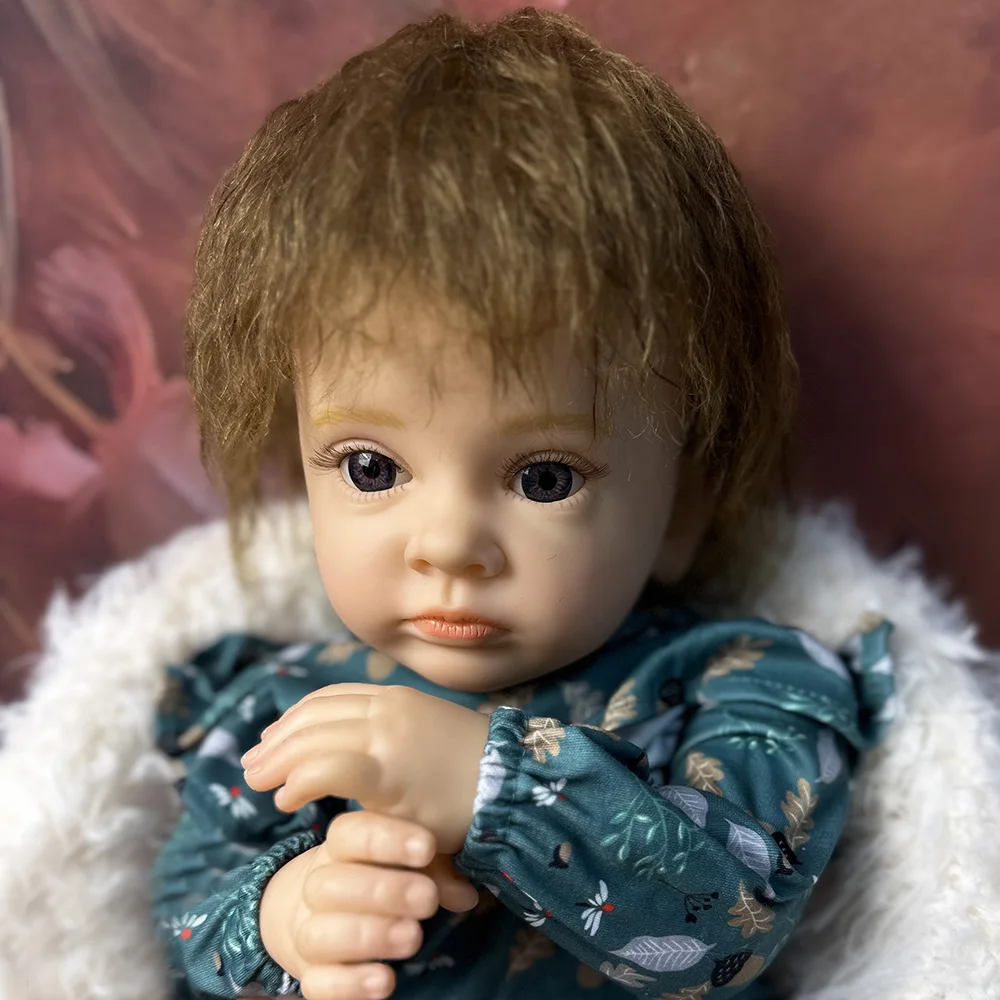 

58Cm 23 Inches Reborn Baby Dolls Handmade Lifelike Full Silicone Toddler Real Doll Root Hair Girls Gift Collectible Art