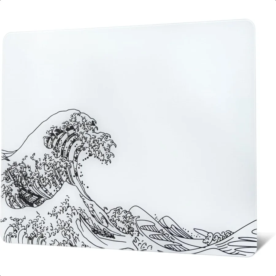 

XVX Glass Gaming Mouse Pad White Kanagawa Hard Mousepads for Gaming Profional Large Mouse Mat 410mm310mm Special Glass Surface