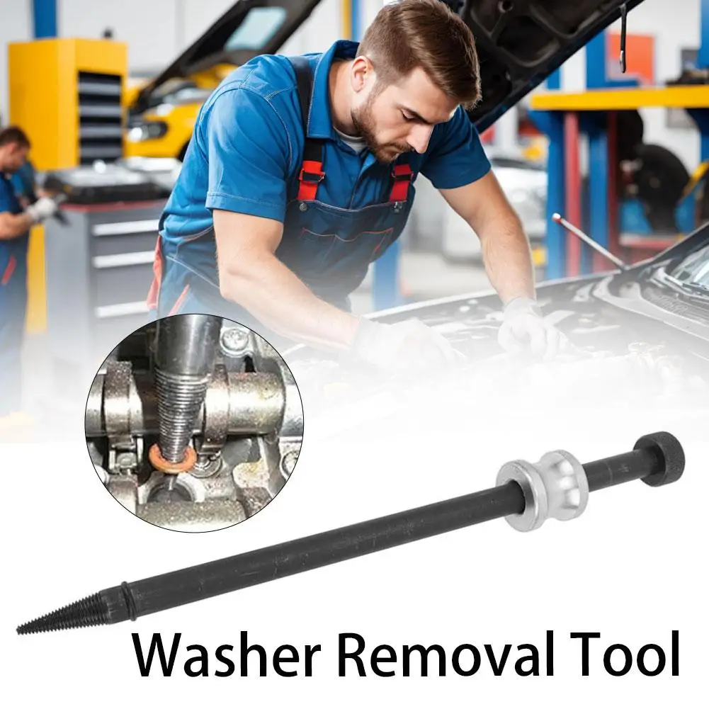 

Universal Car Fuel Injector Seal Puller Tool Set With Slide Hammer Steel Cone Thread Tip For Copper Washer Gasket Removal Tool