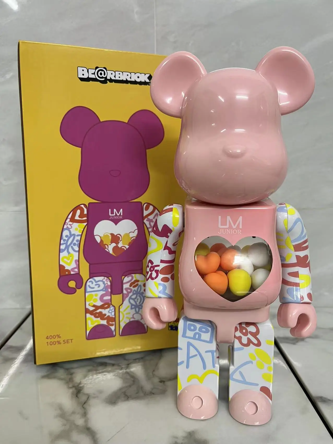 28cm Bearbrick Van Gogh 400% brutalny niedźwiedź rozgwieżdżone nocne niebo posąg ozdobny pokaz zabawek wisząca lalka prezenty z pudełko z niespodzianką Anime