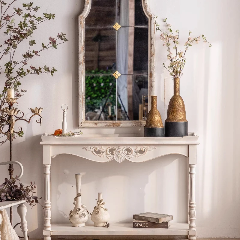

American retro entrance decoration table, entrance entrance table, white shelf in the living room of the B & B