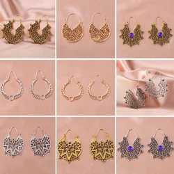 Hollow Carved for Women's Instagram Geometric Fan-shaped with Ethnic Style Earrings