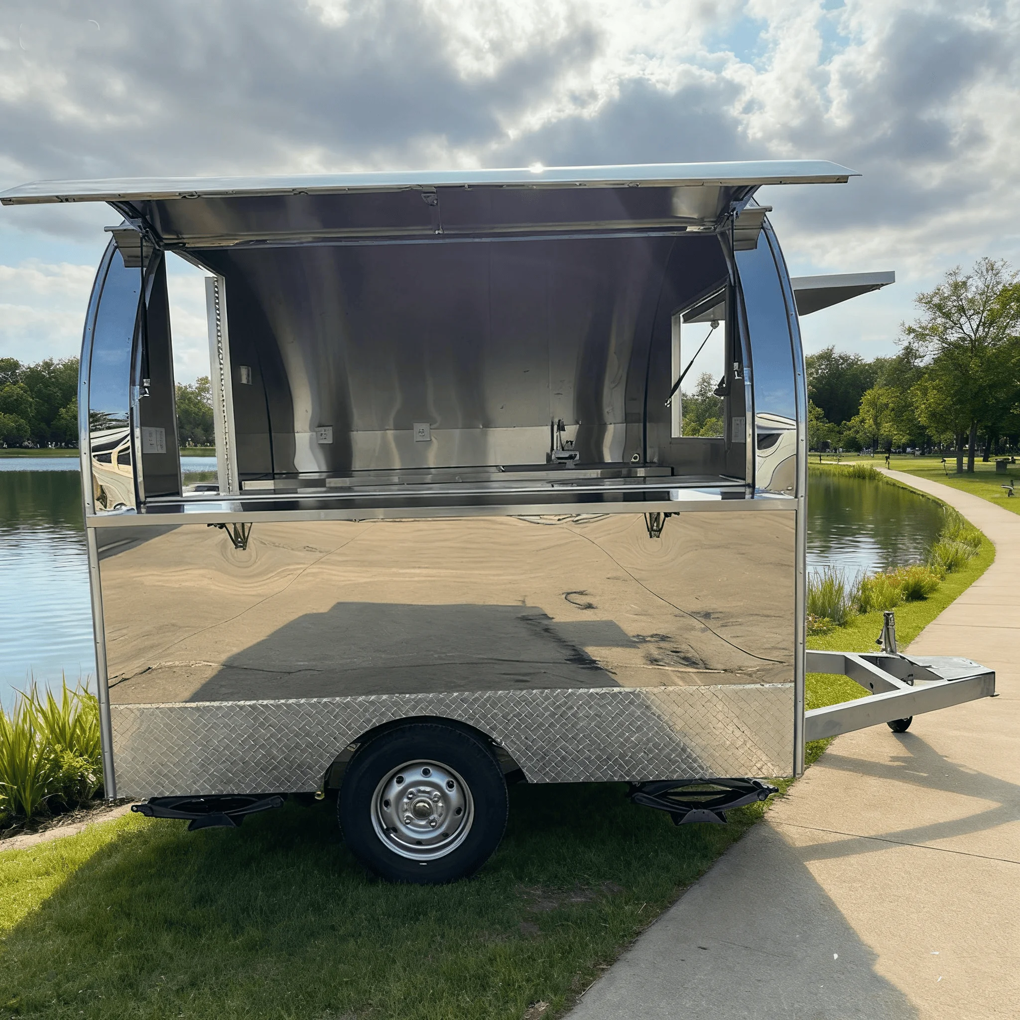 

Portable Outdoor Kitchen Food Truck Trailer Cart Mobile Snack Bar Ice Cream Truck Tent Caravan