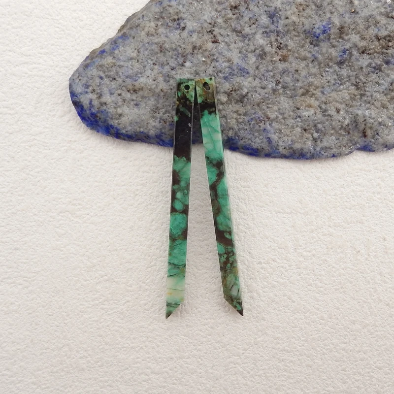 Natural Stone Chrysocolla Long Earring Bead,Handmade Fashion Jewelry Women Earrings Accessories 56x4mm 5g