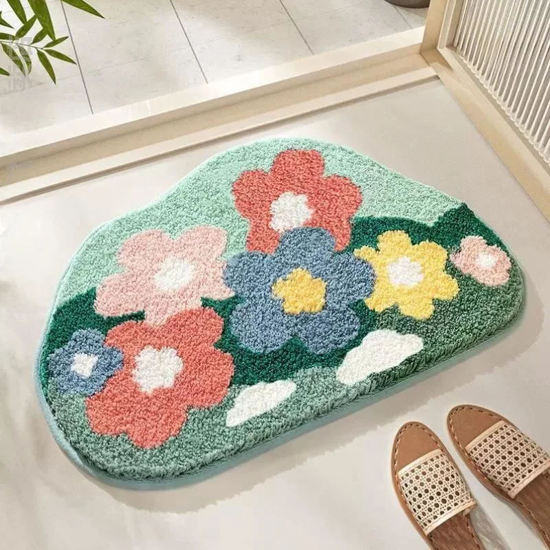 

Влагопоглощающий коврик с цветочным узором для ванной комнаты, прихожей, туалета, спальни, нескользящий напольный коврик для дома