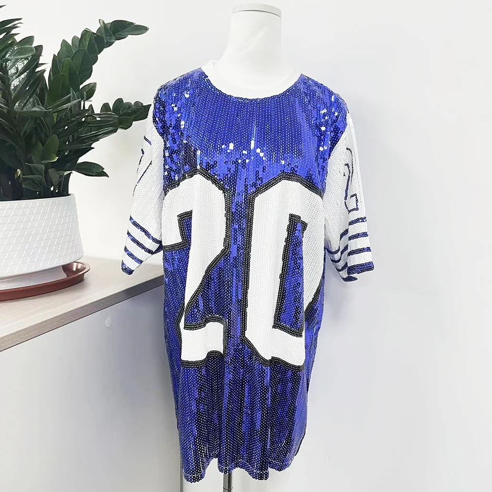 

Zeta Phi Beta Greek Sisters Performance Party Blue and White Sequin 20 T-shirt