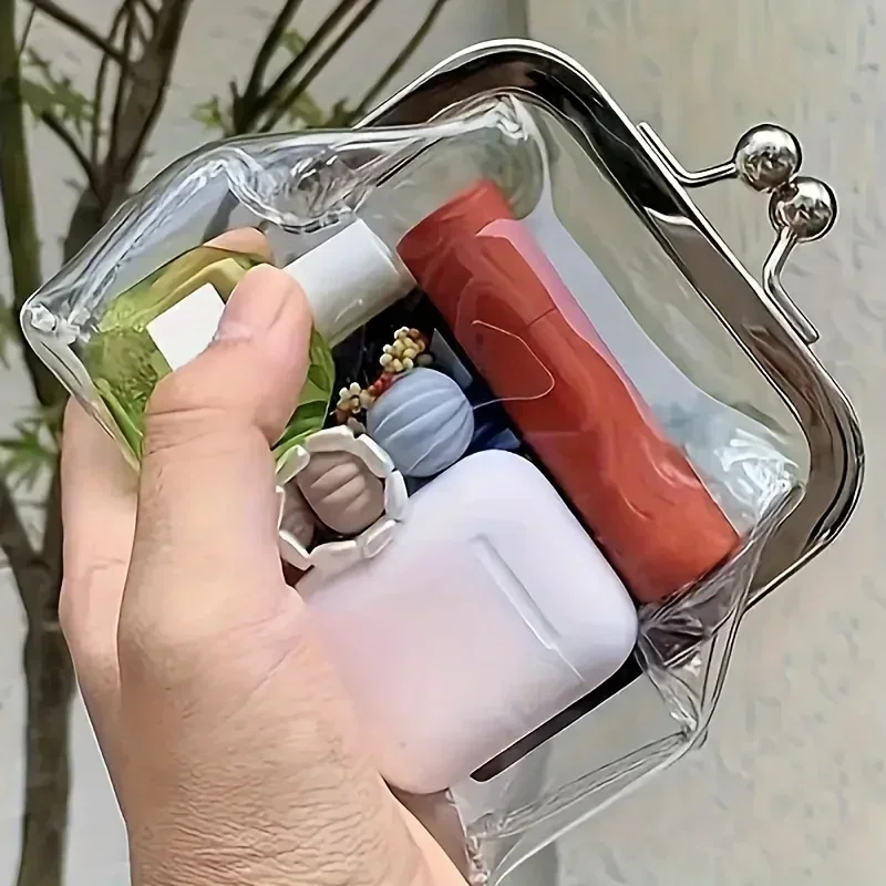 Transparente Mini-Geldbörse, tragbare Mini-Kosmetiktasche, tragbarer Kosmetik-Organizer für Reisen, Kreditkarten-/Debitkarten-Clutch, Münzen