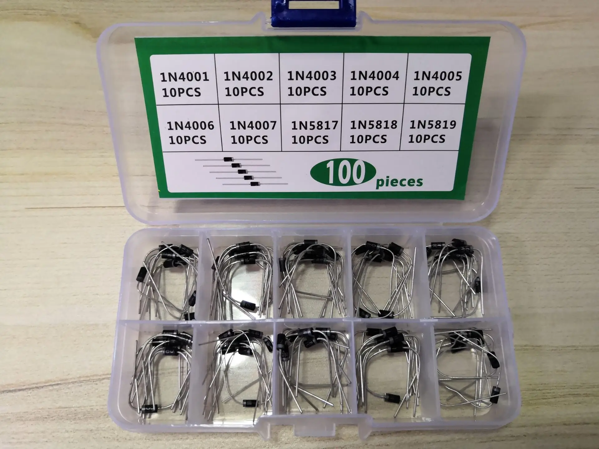 10 Value * 10pcs=100pcs Diode Kit IN4001 1N4002 1N4003 1N4004 1N4005 1N4006 1N4007 1N5817 1B5818 1N5819 Assorted Rectifier