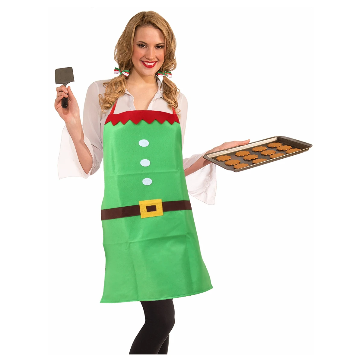 

2 Pcs Christmas Apron Costumes Santa Clause Winter Supplies Non-woven Fabric Kitchen Work