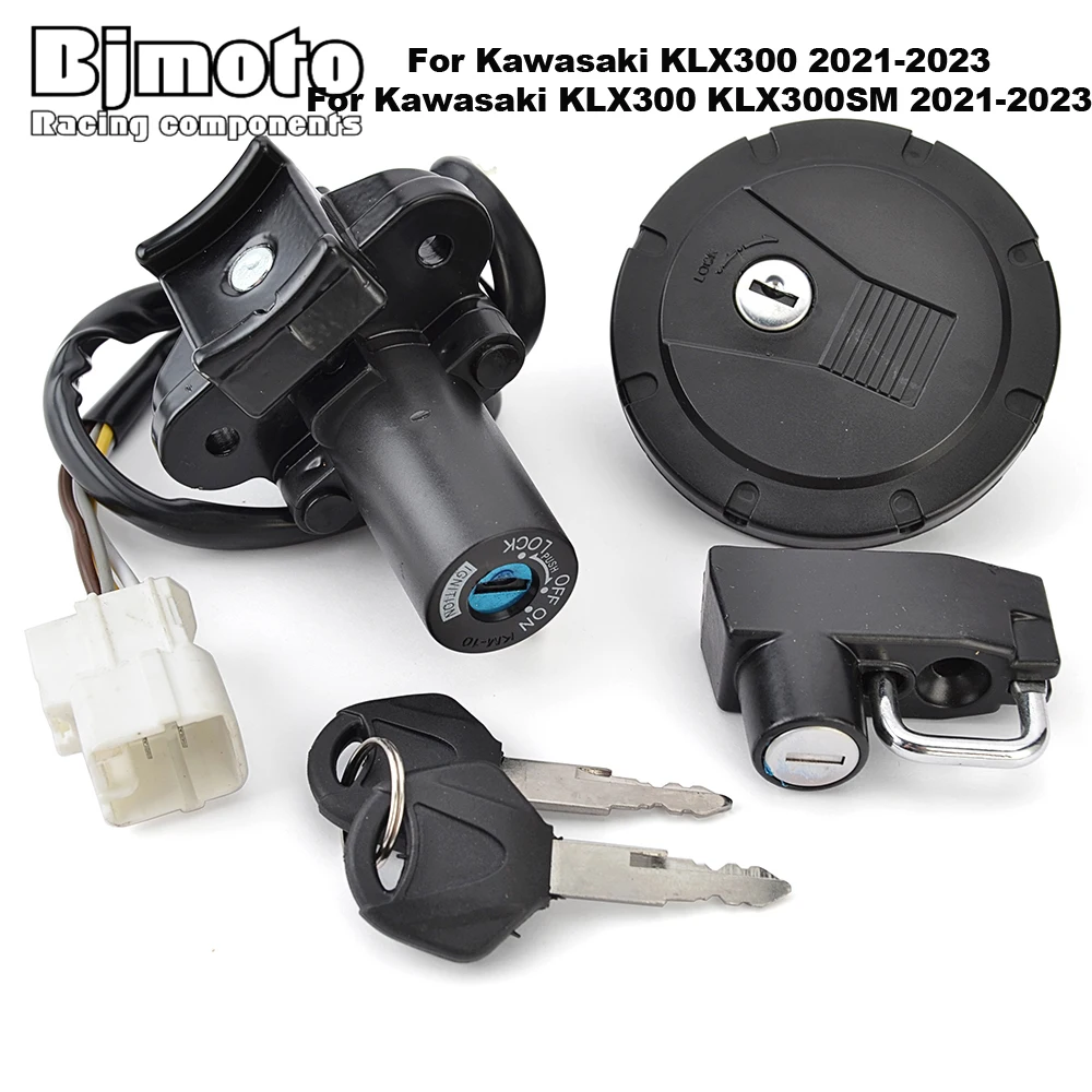 Motorcycle Fuel Gas Cap Ignition Switch Seat Lock with Key Kit For Kawasaki KLX300 KLX 300 KLX300SM 2021 2022 2023 27005-5185