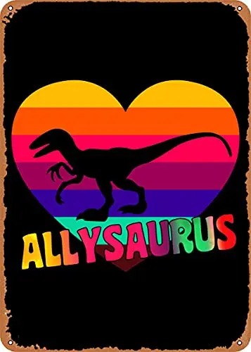 Allysaurus Pride Vintage Look Metal Sign Patent Art Prints Retro Gift 8x12 Inch