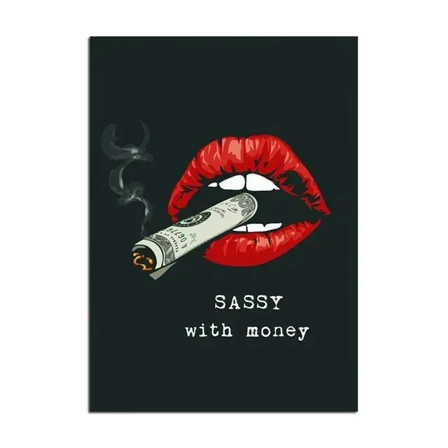 6Style Choose Fashion Red Lips Smoking Money Canvas POSTER ,Home Decor Wall art painting
