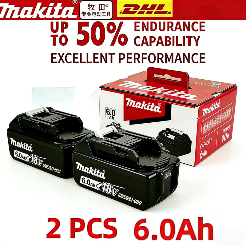 

6000mAh Genuine Makita BL1860 6Ah Li-ion Battery Power Tools Replacement LXT BL1840 for 18V Screwdriver with BMS