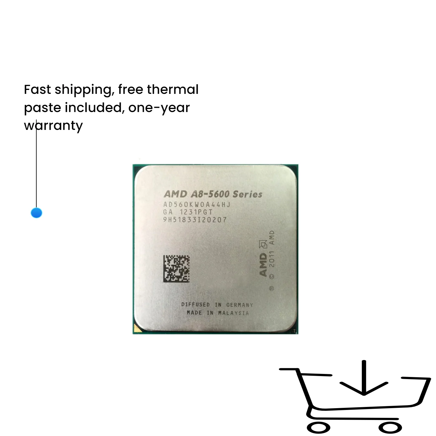 

A8 5600 A8-5600 3.6GHz Used AD560KWOA44HJ 100W HD 7560D Quad Core Socket FM2
