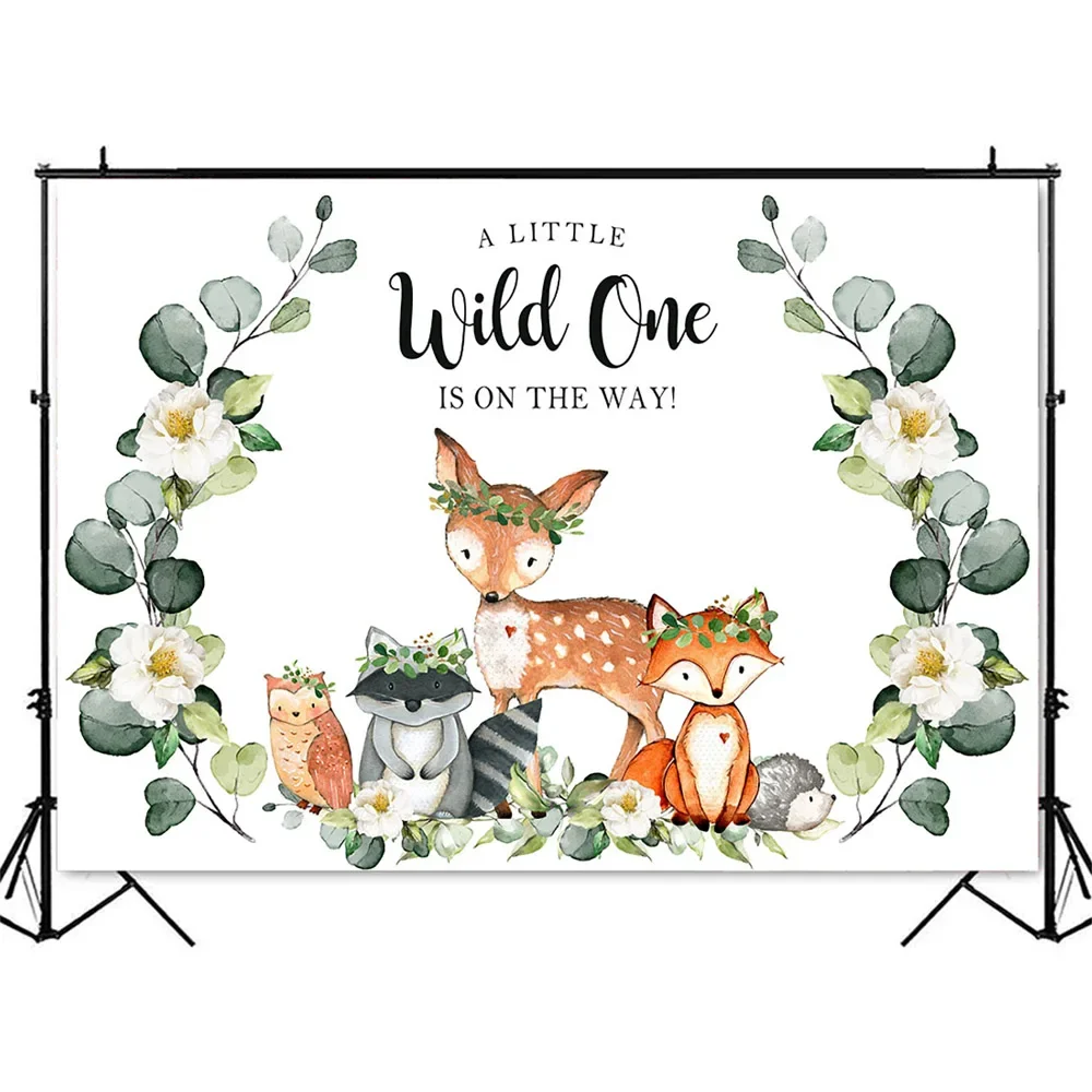 Wild One Baby Shower Backdrop Green Leaves Safair JUngle Woodland Theme Party Background Newborn Children Portrait Backdrops