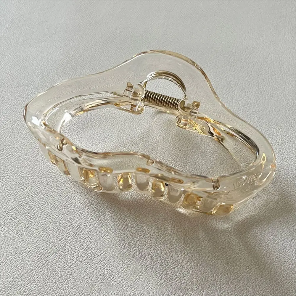 

Girls Hollow out Hair Clip Shark Clip Amber Wave Line Hair Clip Korean Style Headwear Plastic Hair Claw Female Hair Accessories