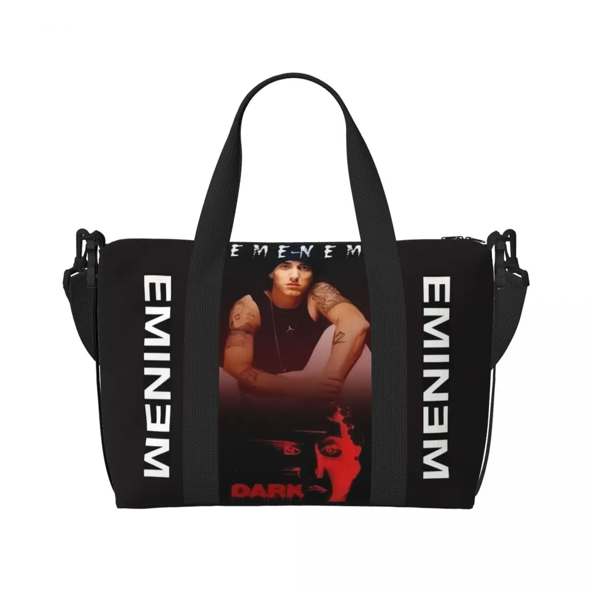 Custom Eminems Logo Pop Music Grocery Tote Shopping Bags Women Big Capacity American Hip Hop Rapper Beach Gym Travel Bags