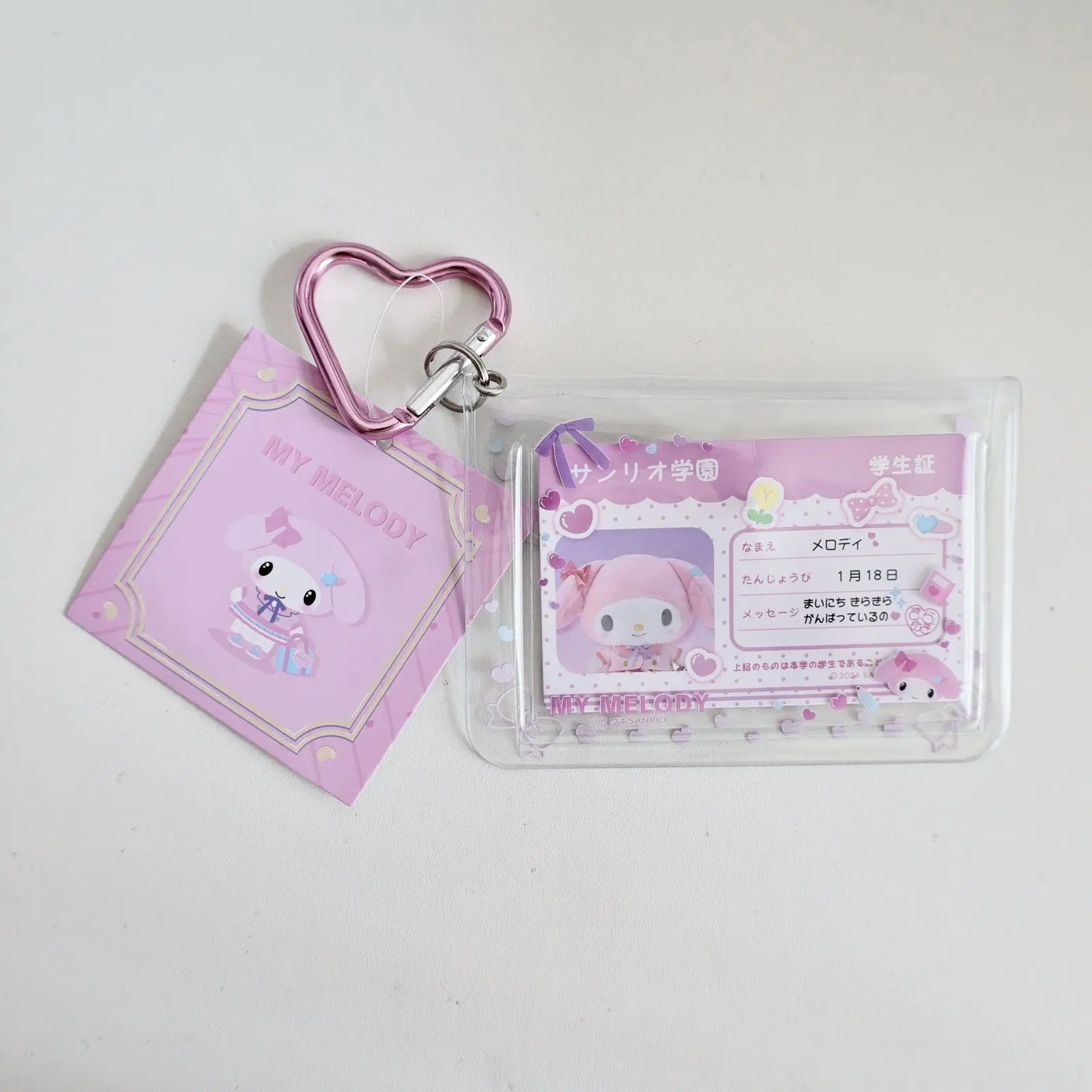 MINISO Kids PVC Transparent Kuromi 3-Inch Card Holder Cute Hello Kitty Melody Student Id Bus Card Protective Cover School Bag