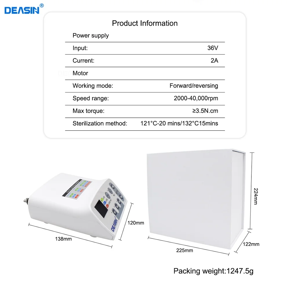 DEASIN Electric Motor High Quality Dental Brushless Micromotor High Speed Contra Angle Turbine Dental Handpiece