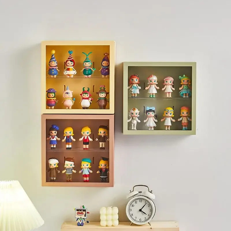 Wall-Mounted Display Cabinet Bubble Monster Toy Display Stand Multi-Layer Doll Dustproof Collectible Storage Organizer