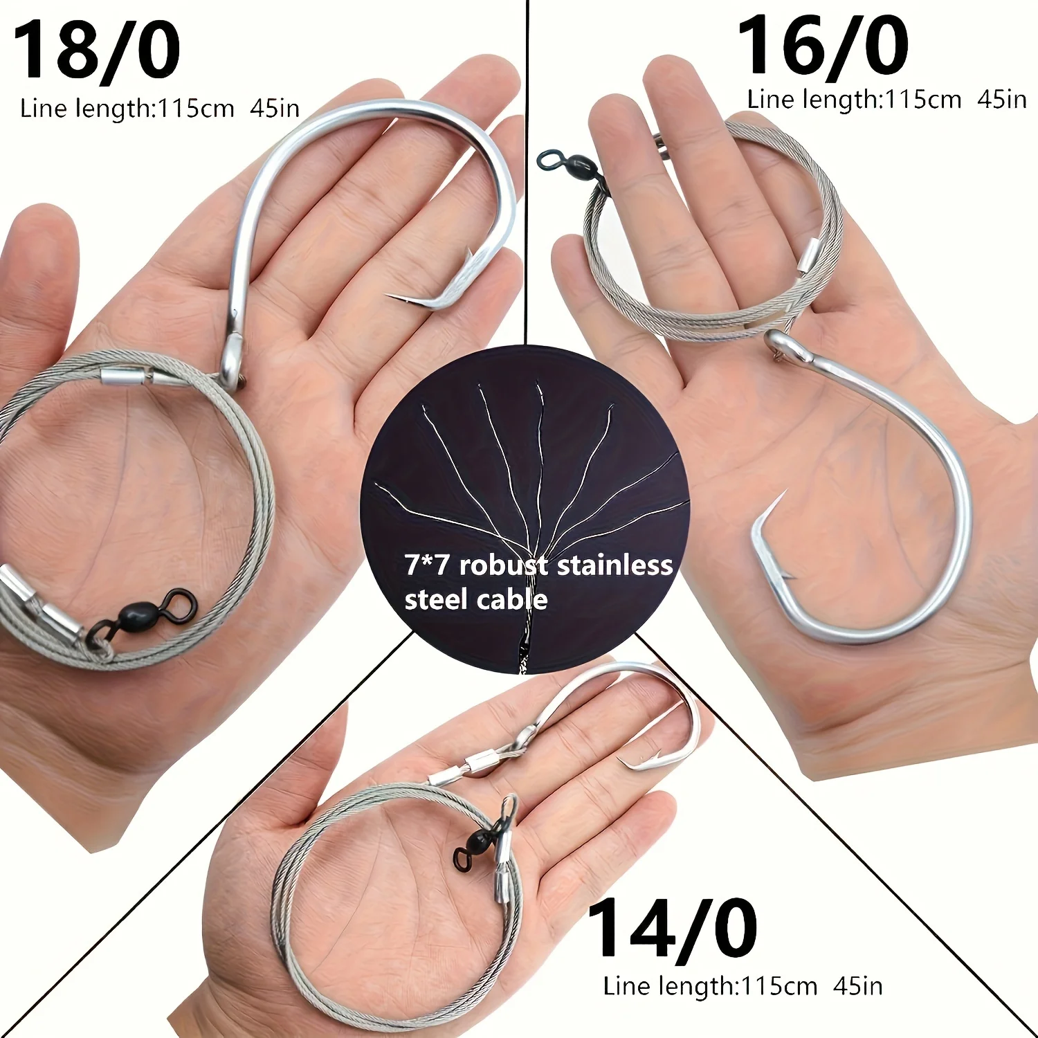 2pcs Circle Hooks Rigs Fishing Hooks Octopus Circle Hooks with Leaders Catfish Hook Rigs Stainless Steel Wire Saltwater