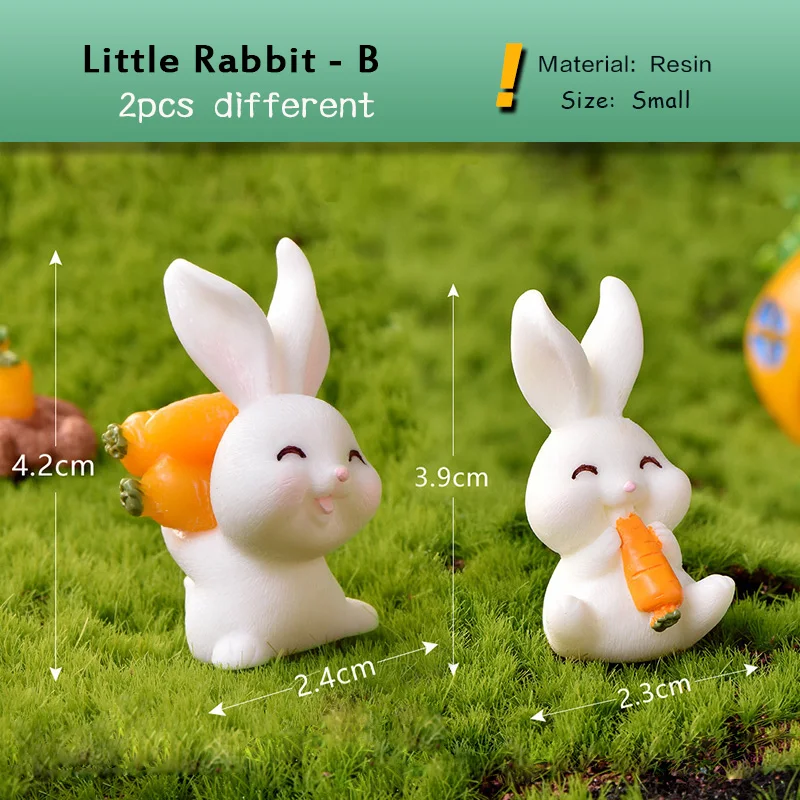 Little Rabbit Carrot Miniature Figurine Cabbage Animal Easter Home Decor Garden Cake Decoration Accessories Modern Figure Resin