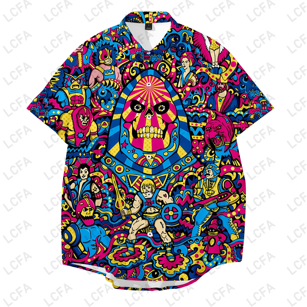 

Summer Hawaiian Shirts For Men 3D Print Beach Aloha Shirts Kid Tops Hip Hop Anime Graffiti Colorful Male Clothes Camisa 5XL